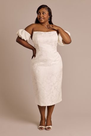 Short Jacquard A-Line Dress with Removable Straps | David's Bridal